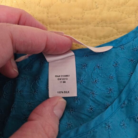 Vintage 90’s Victoria’s Secret PJ Set S Blue Floral Tank Micro Shorts Eyelet - Picture 7 of 9